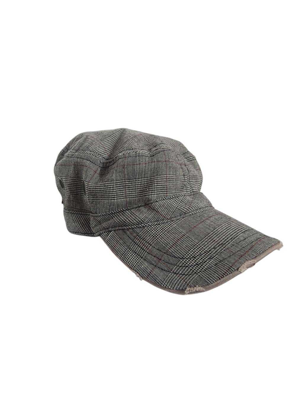 Bio-Domes Y2K Gray Plaid Cadet Hat with Brown Accents One Size